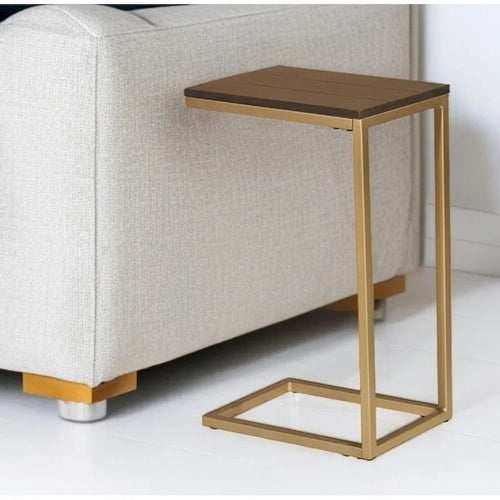 HomeRoots 25 Dark Brown Solid Wood And Steel Frame End Table