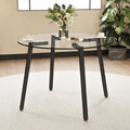 Tavolo da pranzo moderno in vetro temperato con struttura in metallo 42x42x29,5