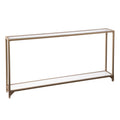 Tavolo consolle con specchio in vetro e struttura in metallo con ripiano - 56 L x 8 P x 29 H