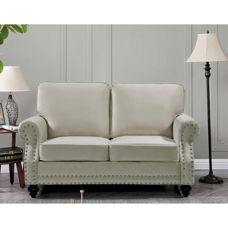 Pouf rettangolare imbottito con gambe in legno