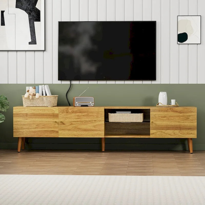 Mobile TV moderno in legno con ripiani aperti