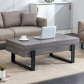 Tavolino da Caffè Rustico in MDF Effetto Legno Grigio con Gambe in Metallo Nero