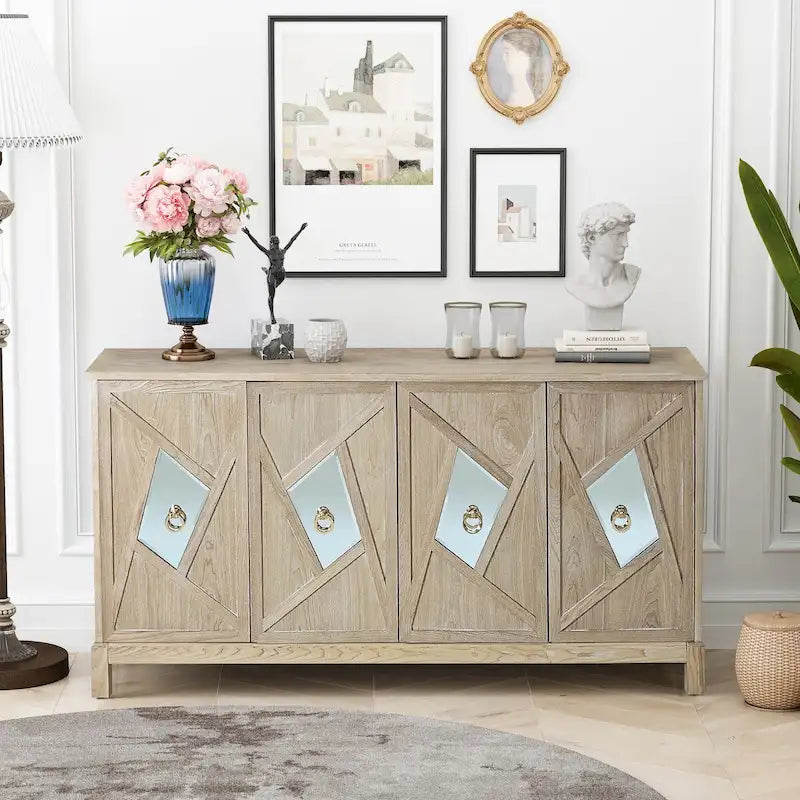 Mobile a 4 ante moderno con ante decorative a specchio